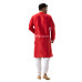 Red Color Silk Punjabi With Contrast Color Border Neck Design Punjabi (NS83)
